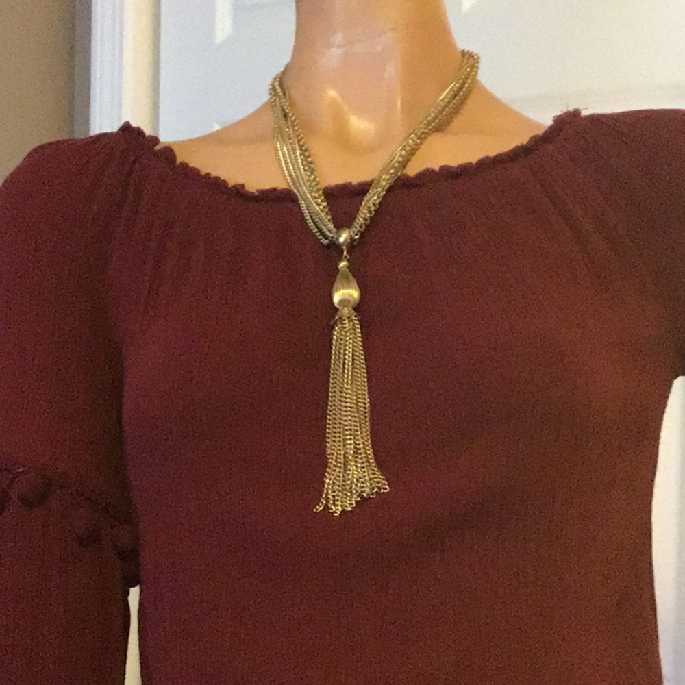 Vintage Gold Tone Tassel Necklace